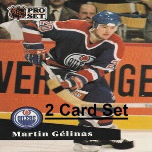 Martin Gelinas Edmonton Oilers NHL Hockey Card Collection - 2 Card Set